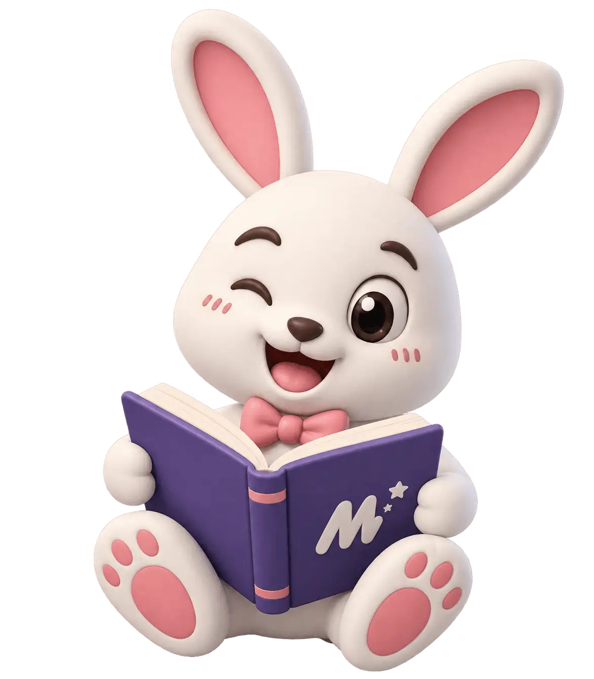 Maverick the bunny reading Maverick's Magic Tales
